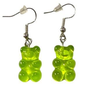 Gummy Bear Hanging Earrings, Statement Earrings, Green